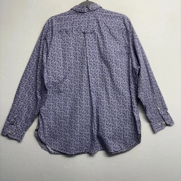 Duluth Trading Button Down Floral Blouse 1X Purple Wrinklefighter - Picture 2 of 6